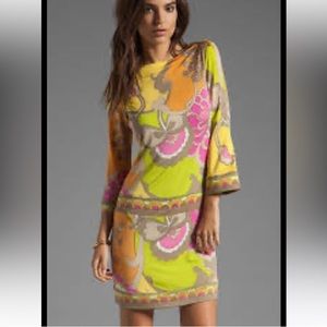 Trina Turk Dusk Mini Dress Drop Waist Retro Artsy Art to Wear Easter Brunch